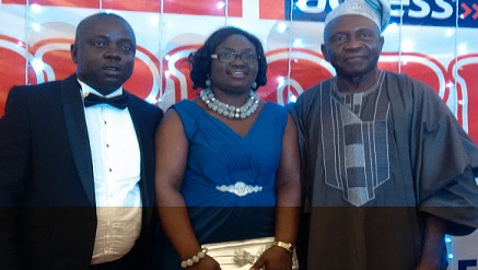 (L-r): Olumide Samuel, Bimbo Samuel, managing director, chief executive officer, and managing director of Priority Communications Limited, respectively and Prince Adeyemi Adefulu, president and chairman of Council, Nigeria-British Chamber of Commerce, and special guest o honour at a dinner/award night ceremony oorganised by Priority at the weekend.